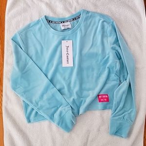 Juicy Couture Velvet Fleece Crop Sweatshirt, Ocean Blue Size M